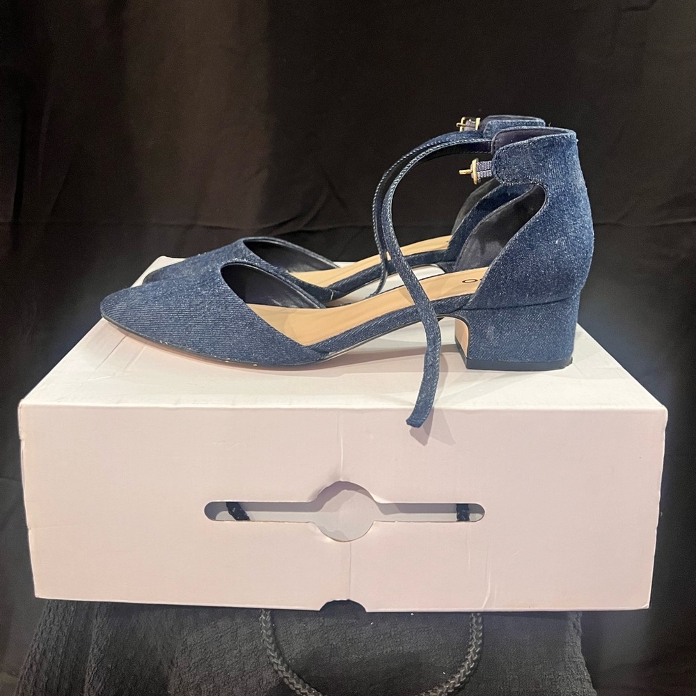 Aldo Blue Denim Block Kitten Heel